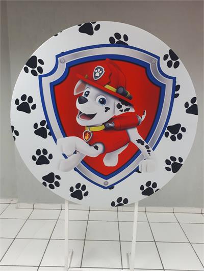 Painel Sublimado Redondo Marshall Patrulha Canina 1,30Cm - BB Festas Aluguel 