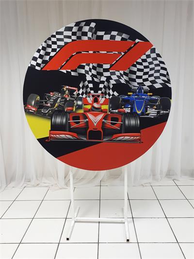 Painel Sublimado Redondo Formula 1 1,30Cm - BB Festas Aluguel 