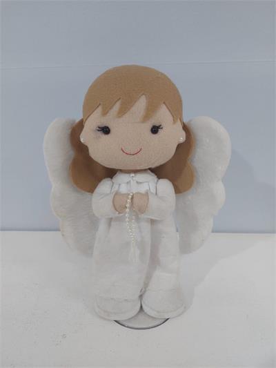 Anjo Menina Feltro Com Terço Na Mão  Alt 33Cm X 20Cm X 10Cm - BB Festas Aluguel 