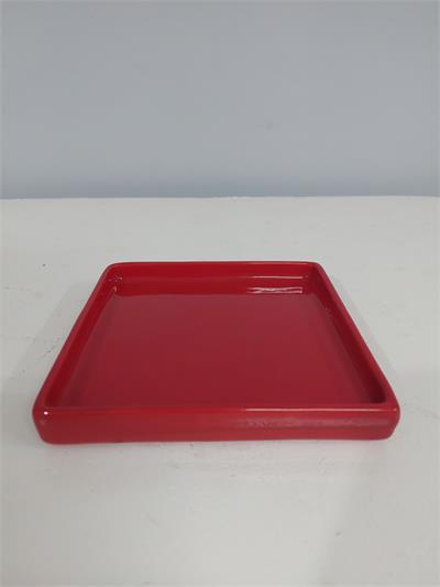Bandeja Quadrada Reta Sem Pé/M Vermelho 2Cm Alt X 15Cm Diametro - BB Festas Aluguel 