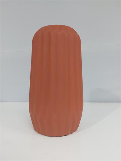 Vaso Fosco 3D Canelado Alto Terracota 25Cm X 9Cm - BB Festas Aluguel 