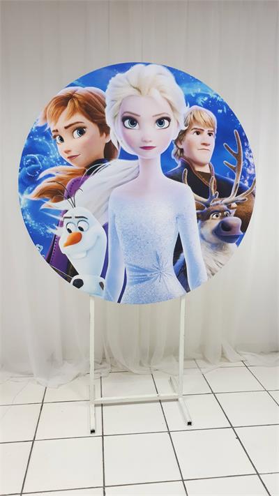 Painel Sublimado Redondo Frozen 1,30Cm - BB Festas Aluguel 
