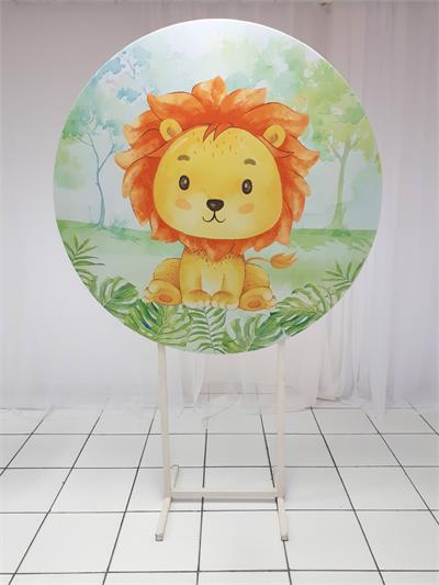 Painel Sublimado Redondo Leãozinho 1,30Cm - BB Festas Aluguel 