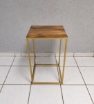 Cubo Vazado P Ferro Dourada + Tampo Rústico/Branco 50Cm X 40Cm X 40Cm  - imagem 1