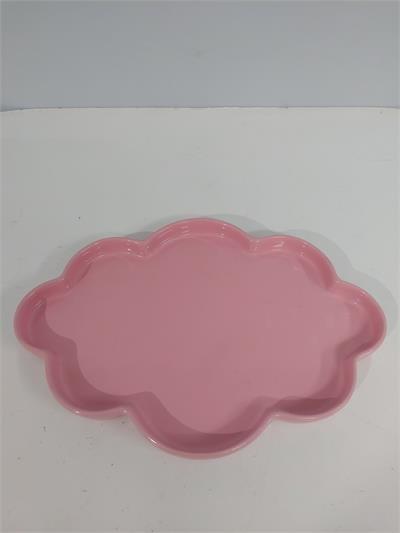 Bandeja Nuvem Sem Pé Louça Rosa Claro Alt3Cm 24Cm X 33Cm - BB Festas Aluguel 