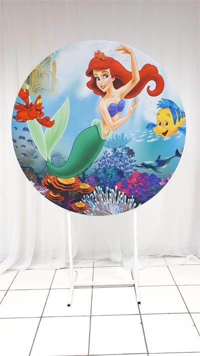 Painel Sublimado Redondo Ariel 1,30Cm - BB Festas Aluguel 