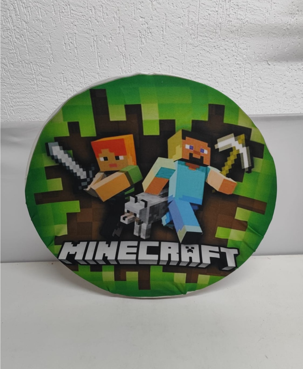 Painel Sublimado Redondo Minecraft 3 60Cm   - BB Festas Aluguel 