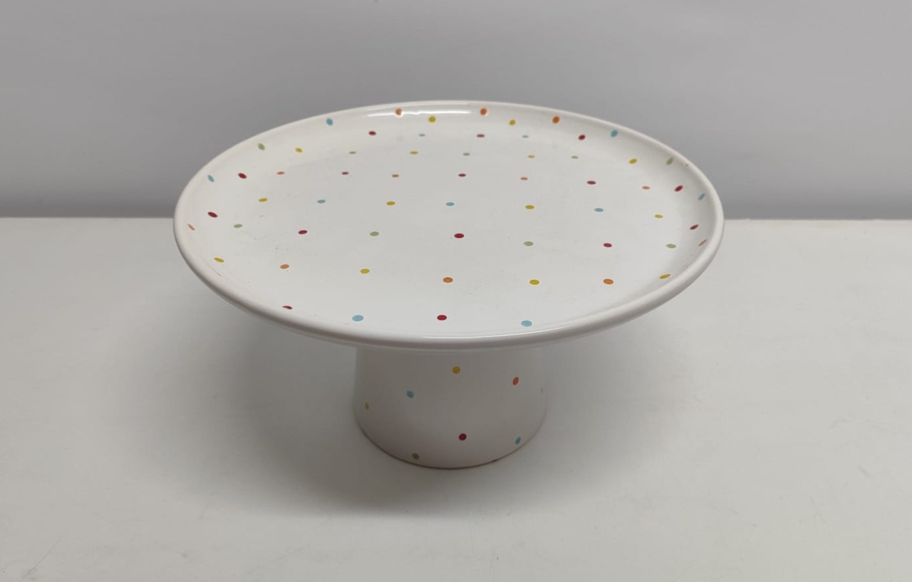 Porta Doce Poá G Colorido Com Branco 30Cm Diametro  - BB Festas Aluguel 