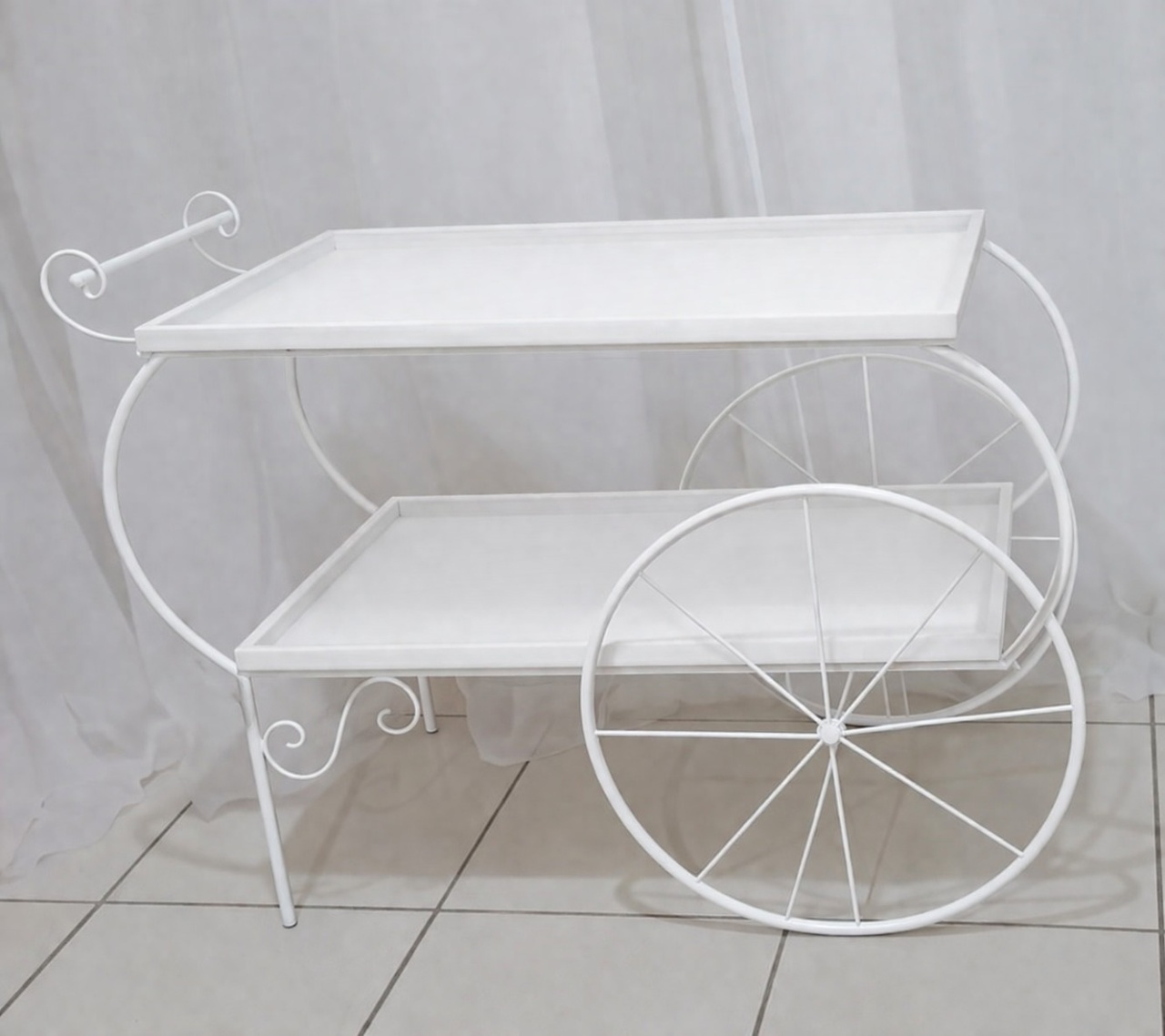 Carro Gourmet  Branco  90Cm Alt X 50Cm X 1M - BB Festas Aluguel 