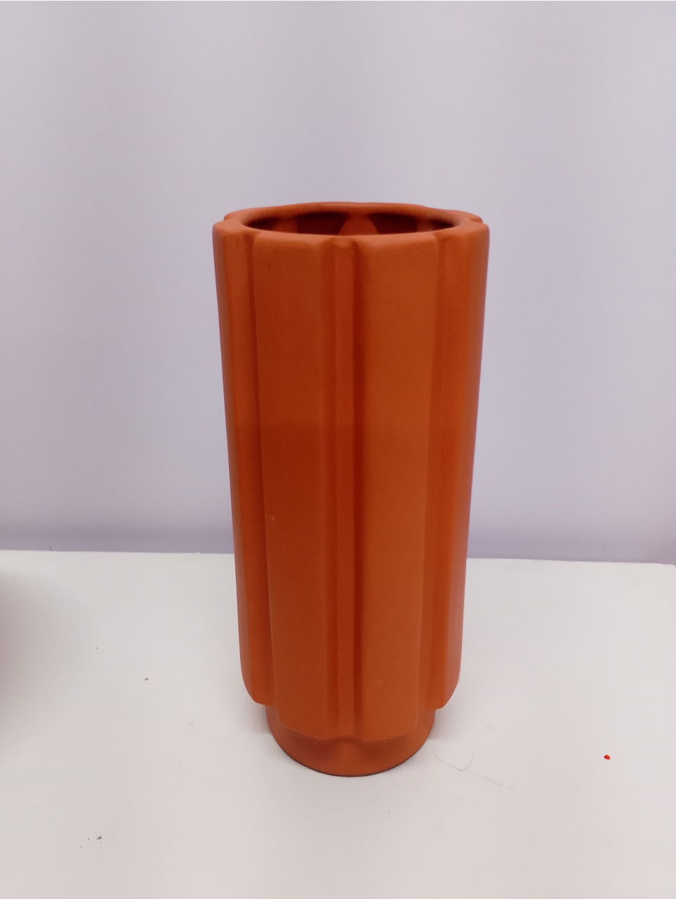 Vaso Cilindro Canelado Terracota Fosco 27Cm Alt X 12Cm Diametro - BBFestasAluguel 