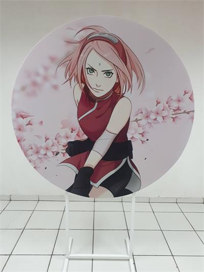 Painel Sublimado Redondo Sakura ( Naruto ) 1,30Cm - BB Festas Aluguel 