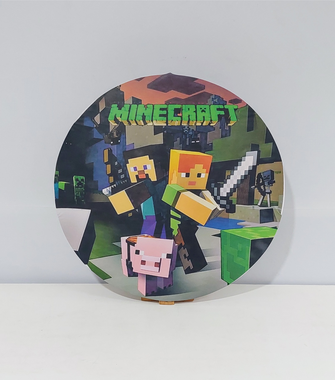 Painel Sublimado Redondo Minecraft 1 60Cm - BB Festas Aluguel 