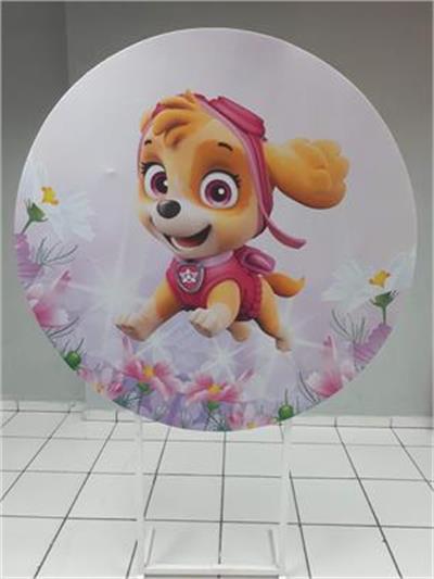 Painel Sublimado Redondo Skye Patrulha Canina 1,30Cm - BB Festas Aluguel 