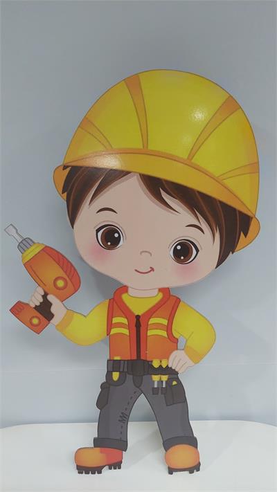 Totem de Chão Construtor Em Mdf 80Cm X 35Cm - BB Festas Aluguel 