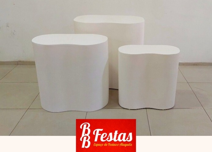 Trio de Balcão Orgânico Branco Mdf  - BB Festas Aluguel 