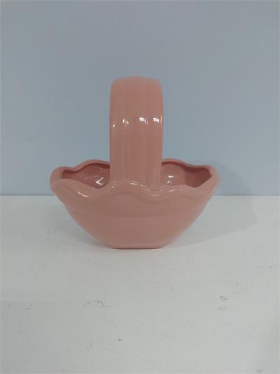 Cachepô Cesta Em Louça Rosa Claro Alt 19Cm X 18Cm X 12Cm - BB Festas Aluguel 