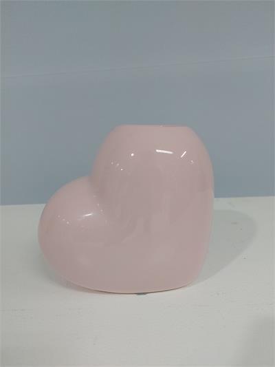 Vaso Coração Rosa Claro 15Cm Alt X 7Cm Larg - BB Festas Aluguel 