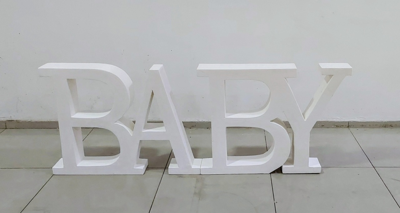 Letreiro 3D Baby Branco (Chá Baby) 80Cm Alt X 60Cm Larg - BB Festas Aluguel 