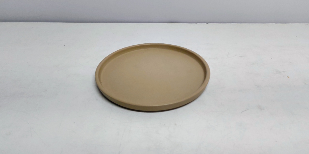 Bandeja Redonda Reta Fosco/P Bege 11Cm X 20Cm - BB Festas Aluguel 