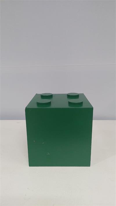 Cubo  Lego Verde Em Mdf 15Cm - BB Festas Aluguel 