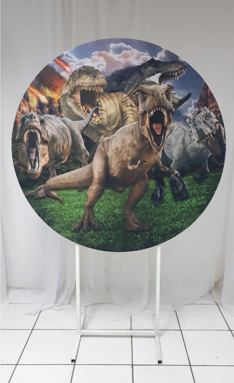 Painel Sublimado Redondo Dinossauros 2 1,30Cm - BBFestasAluguel 