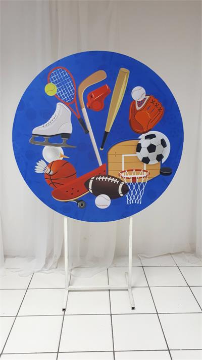 Painel Sublimado Redondo Esportes 1,30Cm - BB Festas Aluguel 