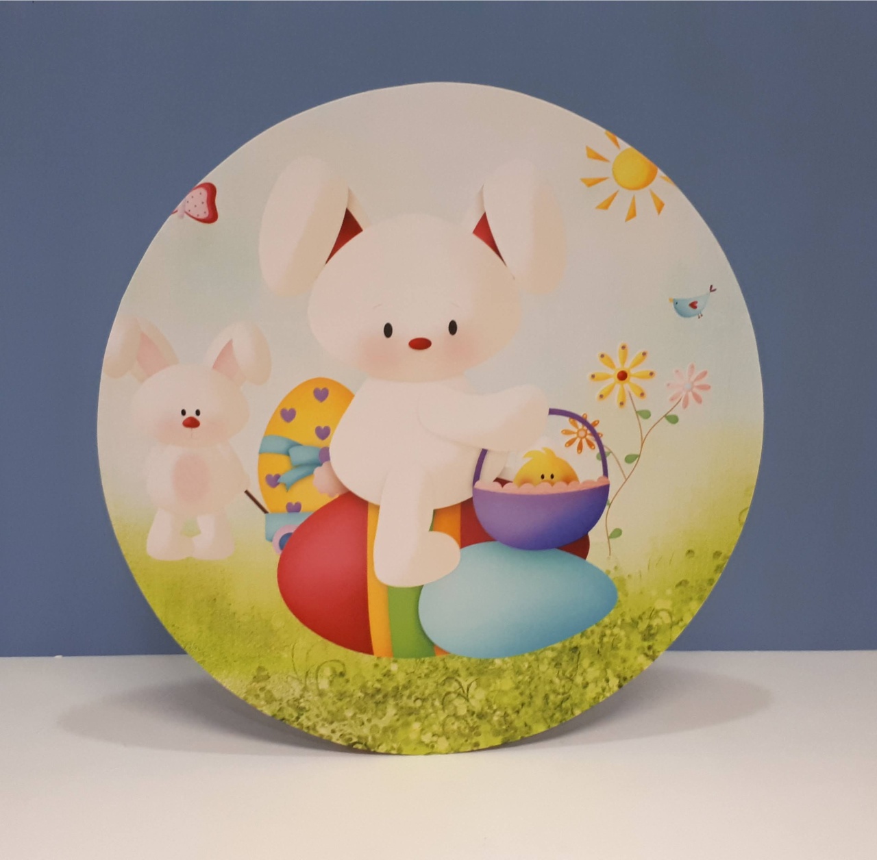 Painel Sublimado Redondo Coelha da Páscoa 60Cm   - BB Festas Aluguel 