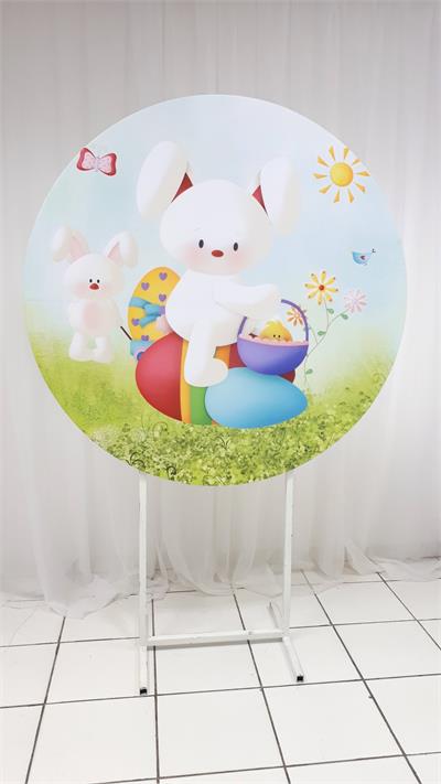 Painel Sublimado Redondo Pascoa 1,30Cm - BB Festas Aluguel 