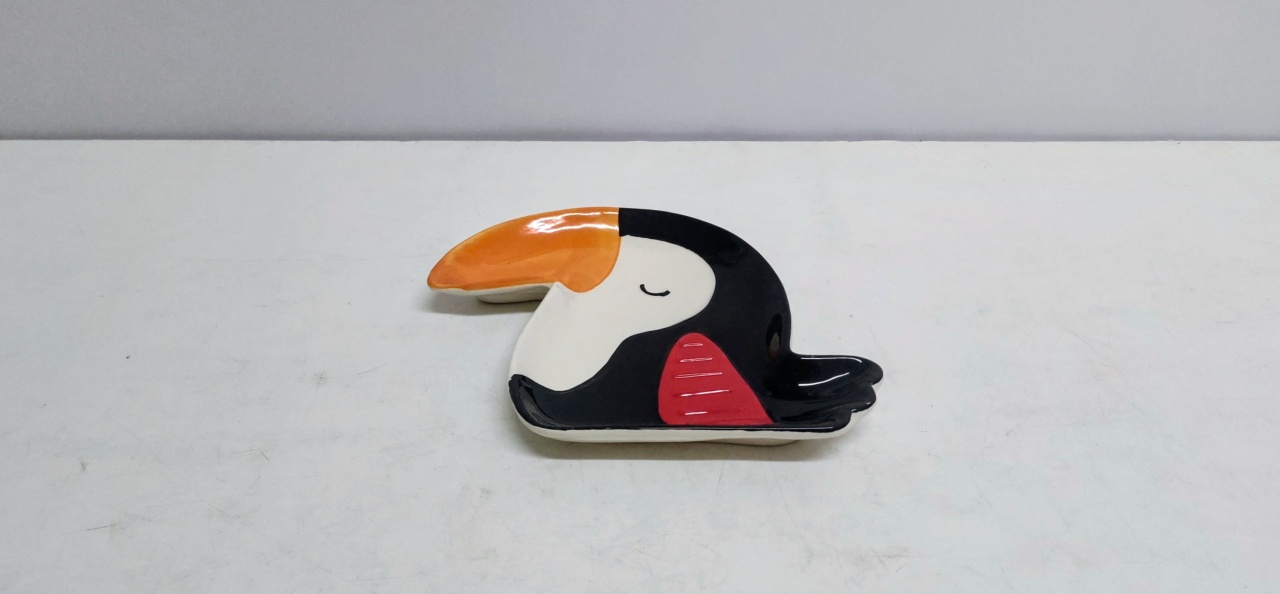 Bandeja Tropical Tucano Preto/Branco 4Cm Alt X 24Cm Larg X 20Cm Comp - BB Festas Aluguel 
