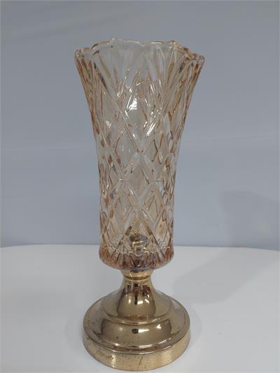 Vaso Vidro G Dourada 34Cm X 14Cm - BB Festas Aluguel 