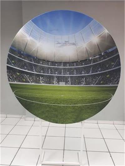 Painel Sublimado Redondo Campo de Futebol Copa Do Mundo 1,30Cm - BB Festas Aluguel 