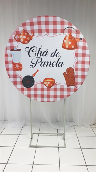 Painel Sublimado Redondo Cha de Panela 2 1,30Cm - BB Festas Aluguel 
