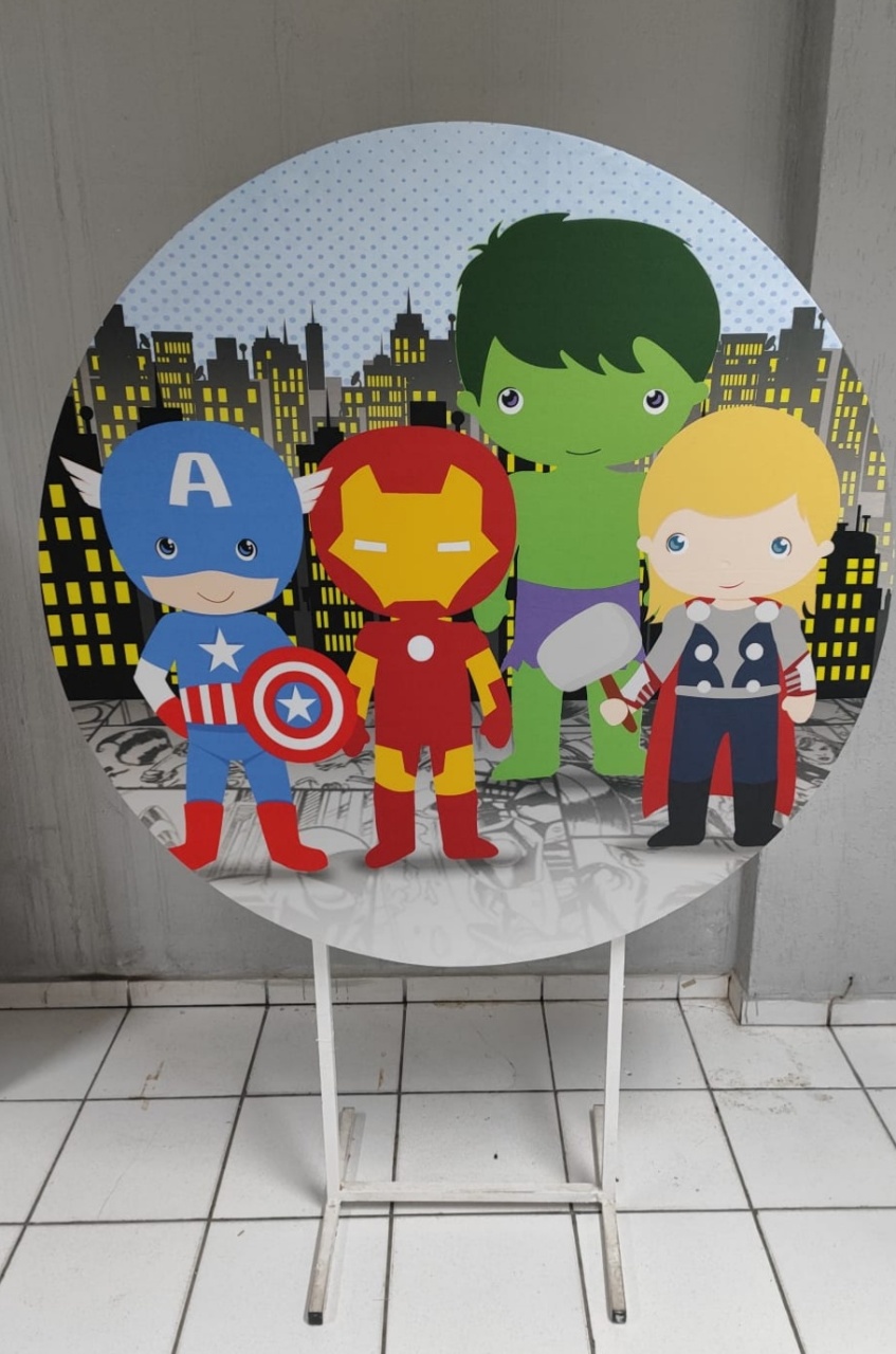 Painel Sublimado Redondo Vingadores 2 1,30Cm - BBFestasAluguel 