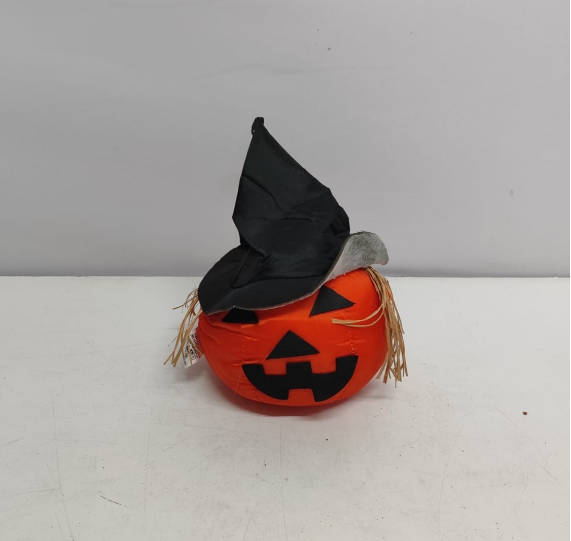 Cabeça de Abóbora Com Chapéu P (Halloween) - BBFestasAluguel 