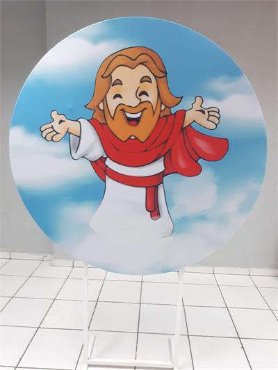 Painel Sublimado Redondo Jesus É Meu Herói 1,30Cm - BB Festas Aluguel 