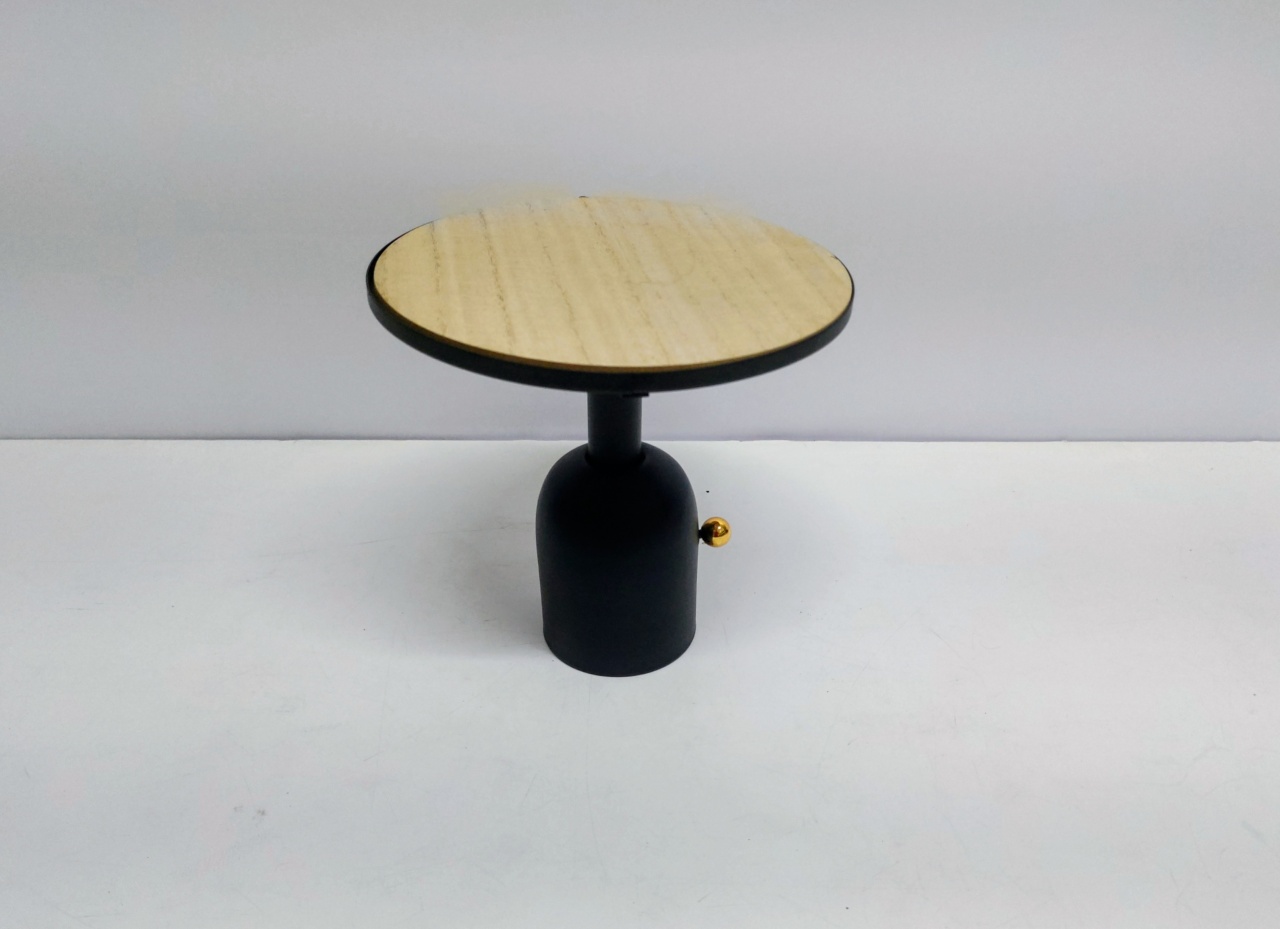 Porta Doce Redondo Metal Preto Com Mdf 19Cm Alt X 21Cm Diametro  - BB Festas Aluguel 