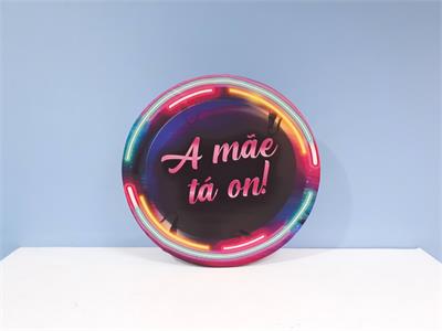 Painel Sublimado Redondo A Mae Ta On Neon (Dia das Maes) 60Cm - BB Festas Aluguel 