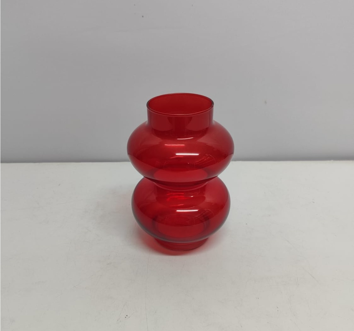 Vaso de Vidro Orgânico Vermelho 17Cm Alt X 12Cm Diametro  - BBFestasAluguel 