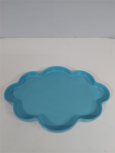 Bandeja Nuvem Sem Pé  Louça Azul Claro Alt3Cm 24Cm X 33Cm - BB Festas Aluguel 