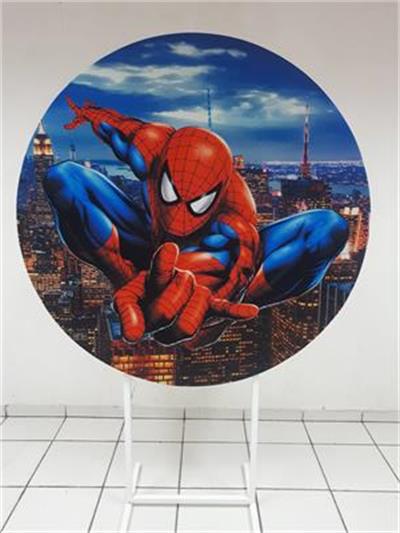 Painel Sublimado Redondo Homem Aranha Pulando 1,30Cm - BB Festas Aluguel 