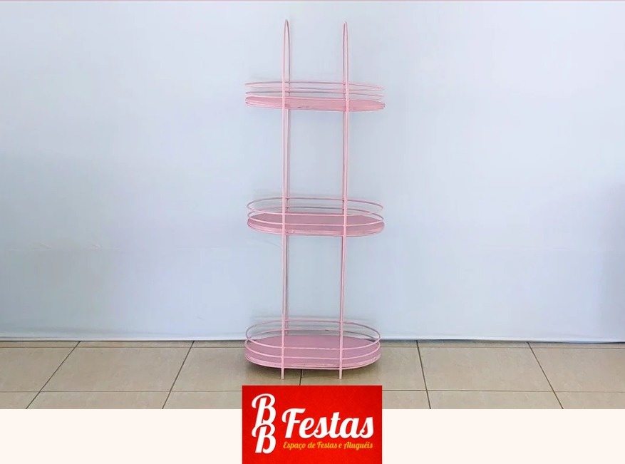 Estante Ferro Oval Rosa 1,30M Alt X 50Cm Larg - BB Festas Aluguel 