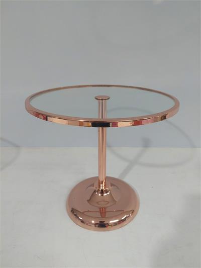 Porta Doce Alto Vidro Com Borda Rosé Gold 27Cm X 30Cm - BB Festas Aluguel 