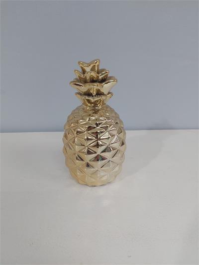 Abacaxi Louça Dourada Alt 17Cm X 9Cm - BB Festas Aluguel 