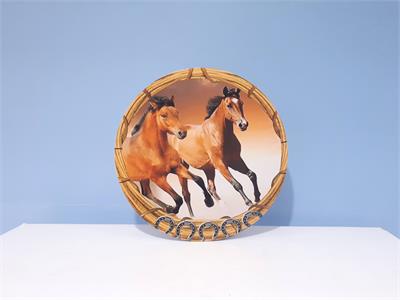 Painel Sublimado Redondo Cavalos Correndo 60Cm - BB Festas Aluguel 