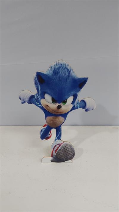 Totem Sonic Correndo Em Mdf 30Cm X 20Cm - BB Festas Aluguel 