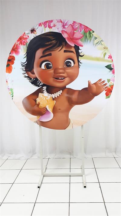 Painel Sublimado Redondo Moana Baby 1,30Cm - BB Festas Aluguel 