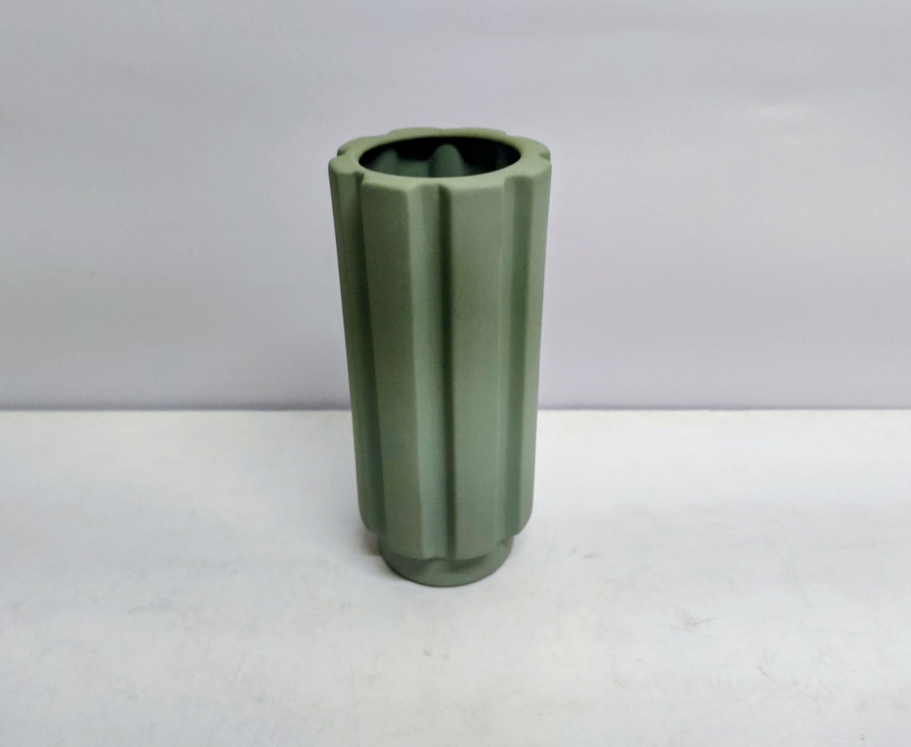 Vaso Cilindro Canelado Verde Menta Fosco 27Cm Alt X 12Cm Diametro - BB Festas Aluguel 