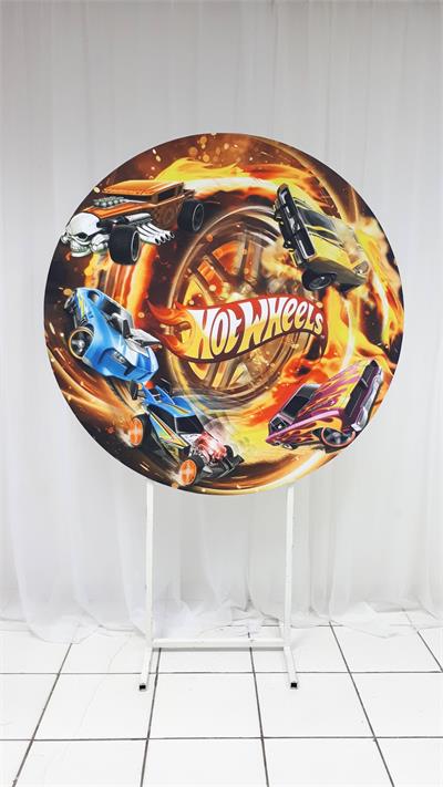 Painel Sublimado Redondo Hotwheels 1,30Cm - BB Festas Aluguel 