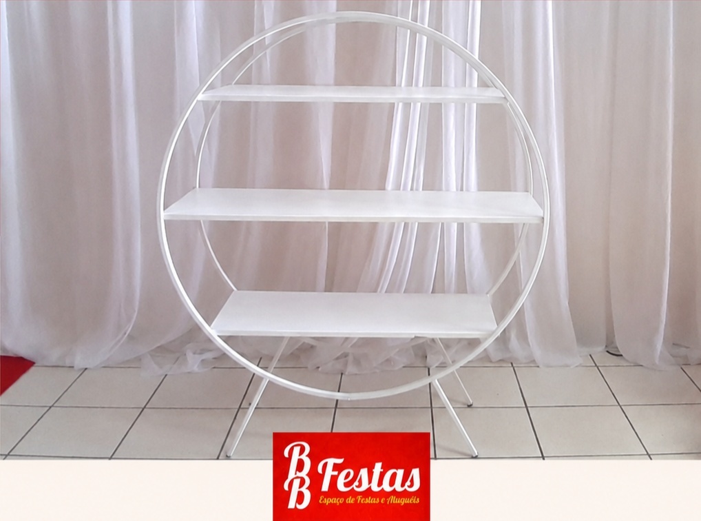 Estante Redonda Branca 1,40M Alt X 1,20M Larg - BBFestasAluguel 