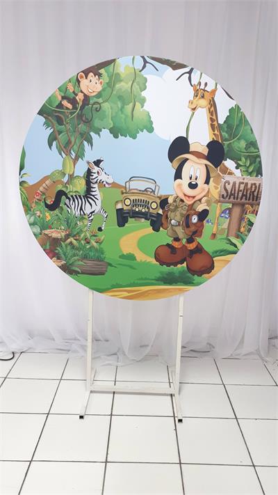 Painel Sublimado Redondo Safari Mickey 1,30Cm - BB Festas Aluguel 